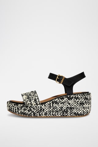 Sandales compensées en cuir Cush - Noir