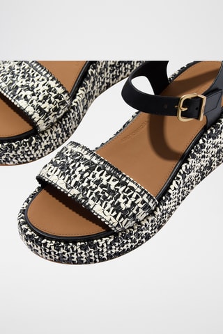 Sandales compensées en cuir Cush - Noir