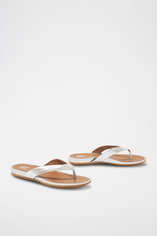 Tongs en cuir Gracie - Argenté