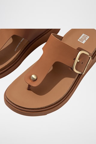 Tongs compensées en cuir Microwobbleboard - Marron