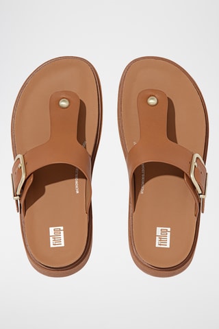 Tongs compensées en cuir Microwobbleboard - Marron