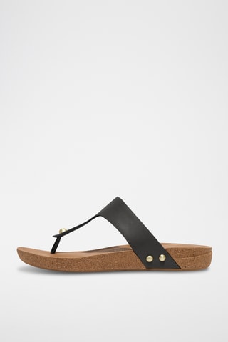 Tongs en cuir Iqushion - Noir