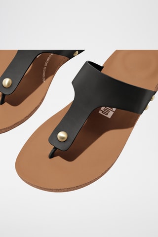 Tongs en cuir Iqushion - Noir