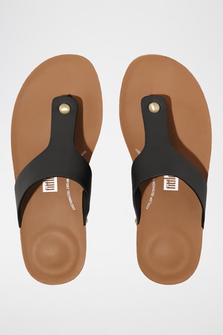 Tongs en cuir Iqushion - Noir