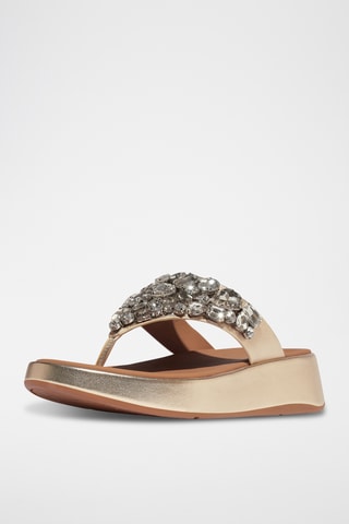 Tongs compensées en cuir Microwobbleboard - Doré