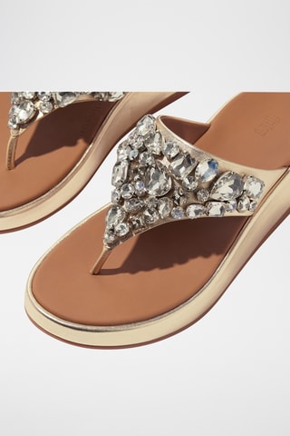 Tongs compensées en cuir Microwobbleboard - Doré