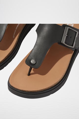 Tongs compensées en cuir Microwobbleboard - Noir