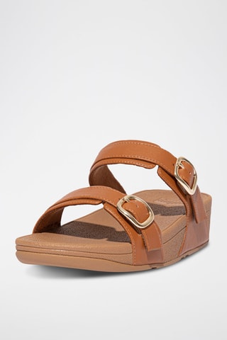 Mules compensées en cuir Lulu - Camel