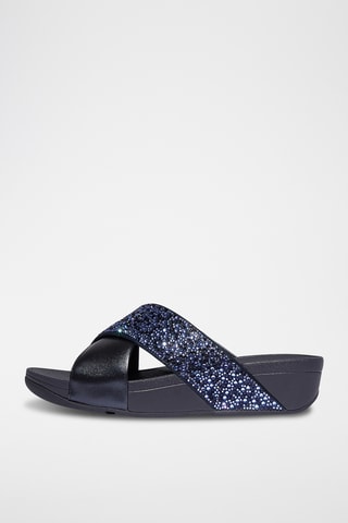 Mules compensées en cuir Lulu - Bleu