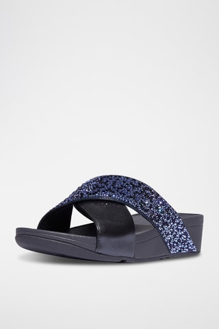 Mules compensées en cuir Lulu - Bleu