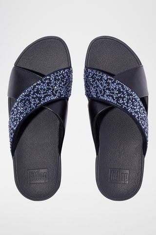Mules compensées en cuir Lulu - Bleu