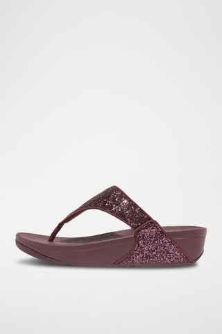 Tongs pailletées compensées - Mauve