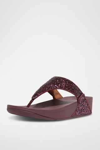 Tongs pailletées compensées - Mauve