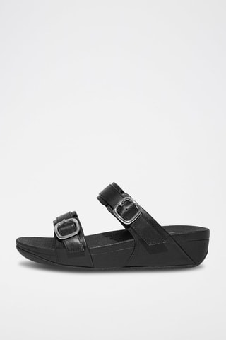 Mules compensées en cuir Lulu - Noir