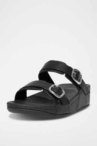 Mules compensées en cuir Lulu - Noir