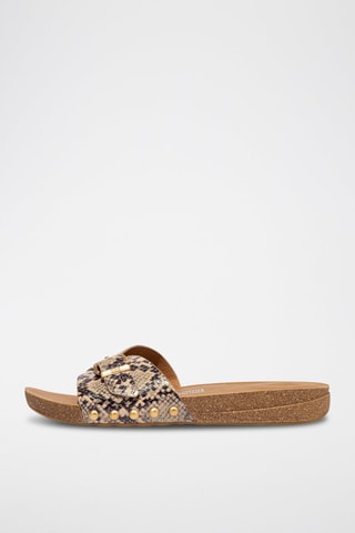 Mules en cuir - Marron et beige
