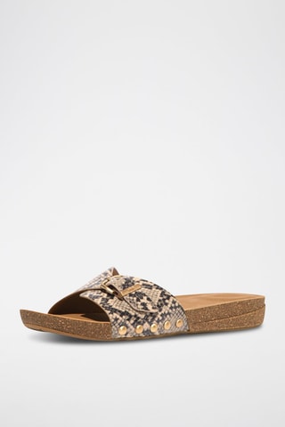 Mules en cuir - Marron et beige