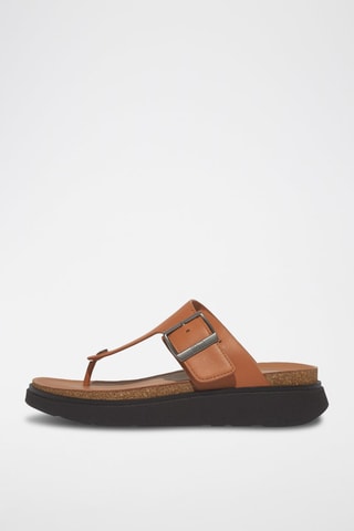 Tongs en cuir - Camel