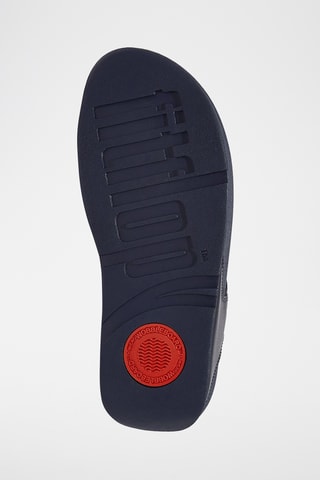Tongs compensées en cuir Lulu Leather - Bleu marine
