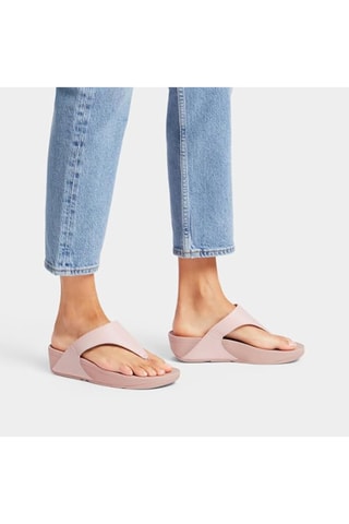 Tongs compensées en cuir Lulu Leather - Rose