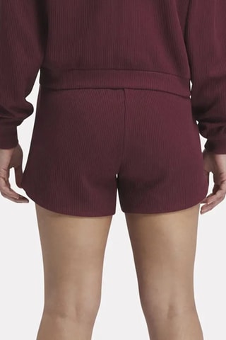 Short Hoge Taille Rie Waffle - Bordeauxrood