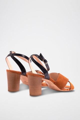 Leren Sandalen met Hak - Bruin