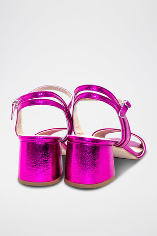 Sandali con tacco in vernice - Fucsia