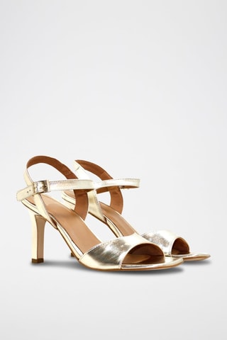 Leren Sandalen met Hak - Nude
