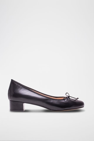 Ballerines à talons en cuir Clara - Noir