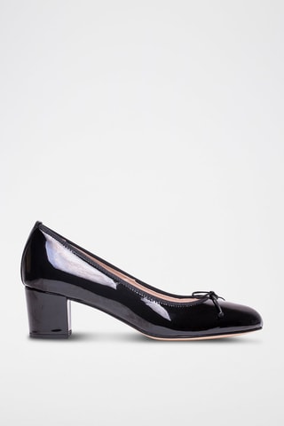 Ballerines à talons en cuir verni Lorraine - Noir