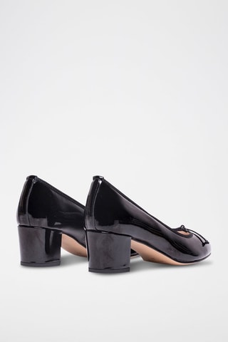 Ballerines à talons en cuir verni Lorraine - Noir