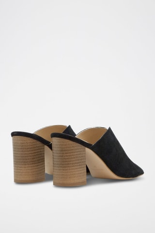 Nubuck Muiltjes met Hak Colette - Zwart 