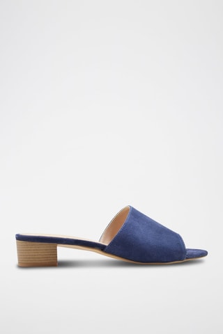 Nubuck Muiltjes met Hak CA-264 - Blauw 