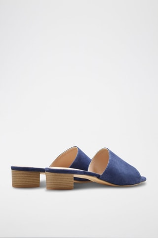 Nubuck Muiltjes met Hak CA-264 - Blauw 