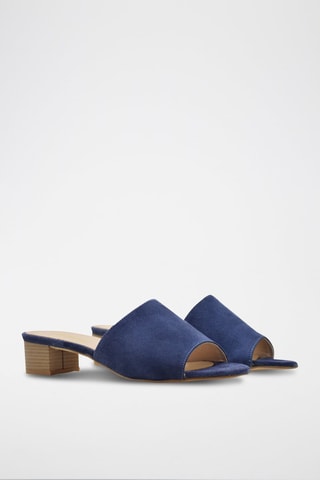 Nubuck Muiltjes met Hak CA-264 - Blauw 