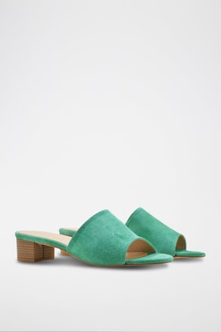 Nubuck Muiltjes met Hak CA-264 - Groen 