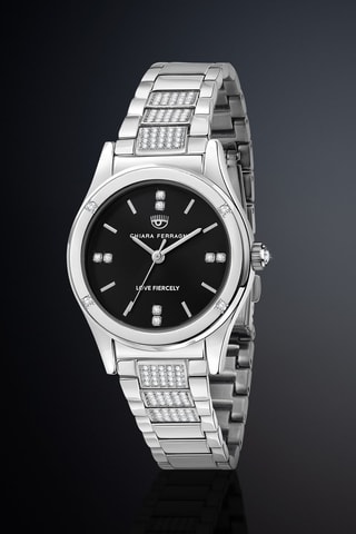 Montre à quartz en métal- Argenté et noir