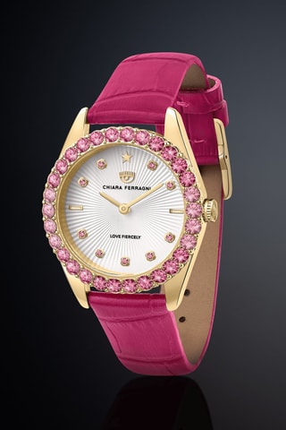 Montre à quartz en cuir- Doré et rose