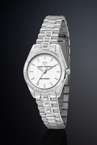 Montre à quartz en métal- Argenté et blanc