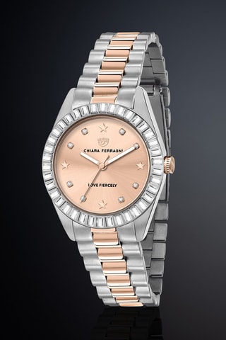 Montre à quartz en métal - Argenté et doré rose