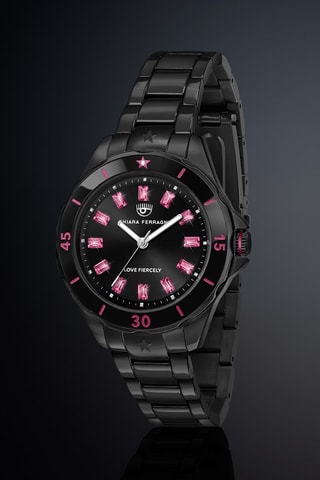 Montre à quartz en métal- Noir