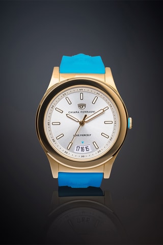Montre à quartz en silicone et plaqué or jaune