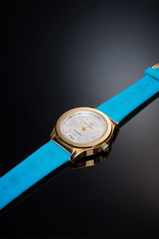 Montre à quartz en silicone et plaqué or jaune
