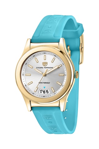 Montre à quartz en silicone et plaqué or jaune