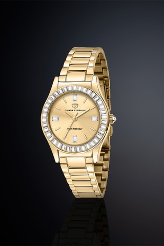 Montre à quartz en plaqué or jaune