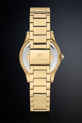Montre à quartz en plaqué or jaune