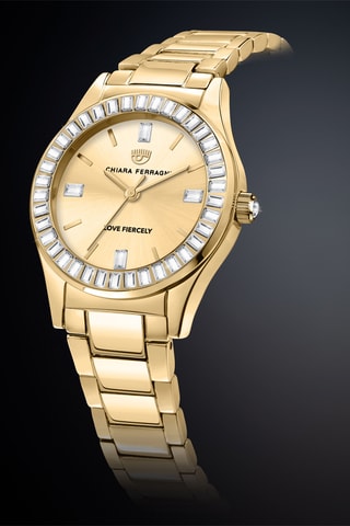 Montre à quartz en plaqué or jaune