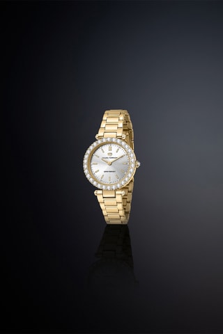 Montre à quartz en plaqué or jaune