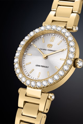 Montre à quartz en plaqué or jaune