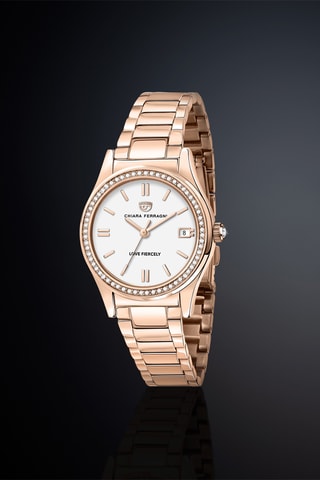 Montre à quartz en plaqué or rose
